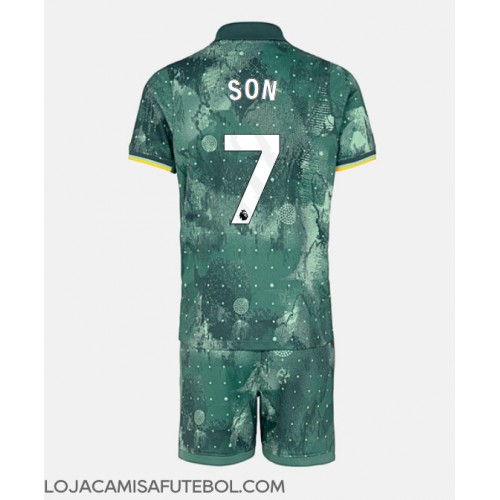 Camisa de Futebol Tottenham Hotspur Son Heung-min #7 Equipamento Alternativo Infantil 2024-25 Manga Curta (+ Calças curtas)